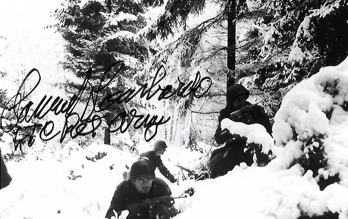Sam Lombardo signed 4x6 photo Battle of The Bulge WW II Rare COA LOOK