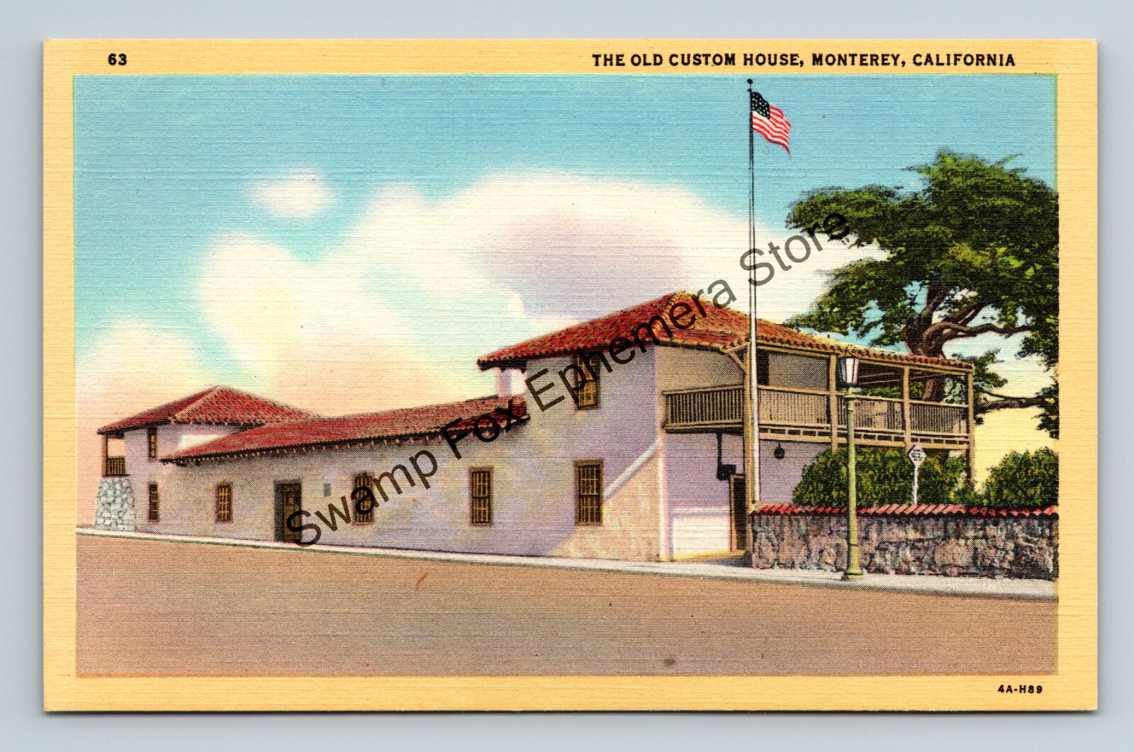 Postcard The Old Custom House Monterey California Linen .