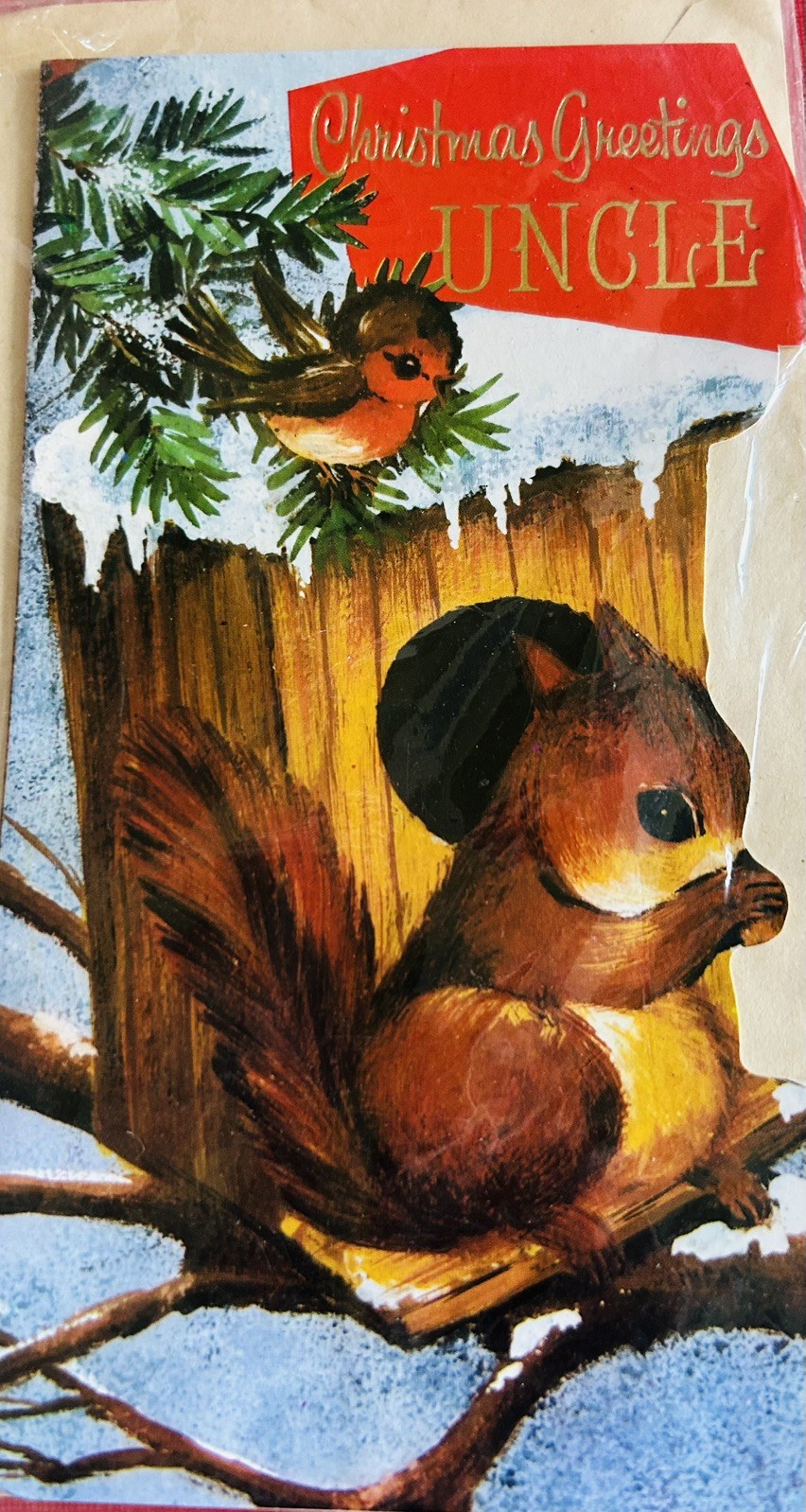 Vintage 1970s UNUSED Dead Stock Christmas Greeting Card for uncle