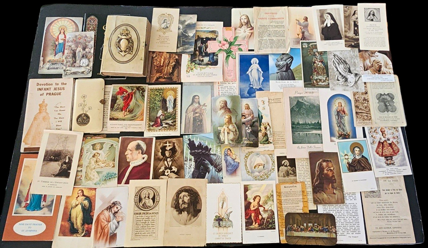 ​Antique Vintage Catholic Ephemera Lot Holy Cards Prayer Book Santini Lithograph