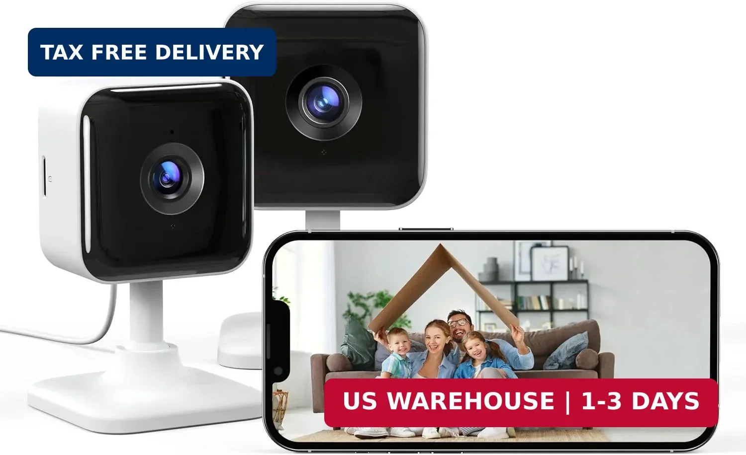 GNCC 2K Indoor Security Camera, Night Vision 2 Packs