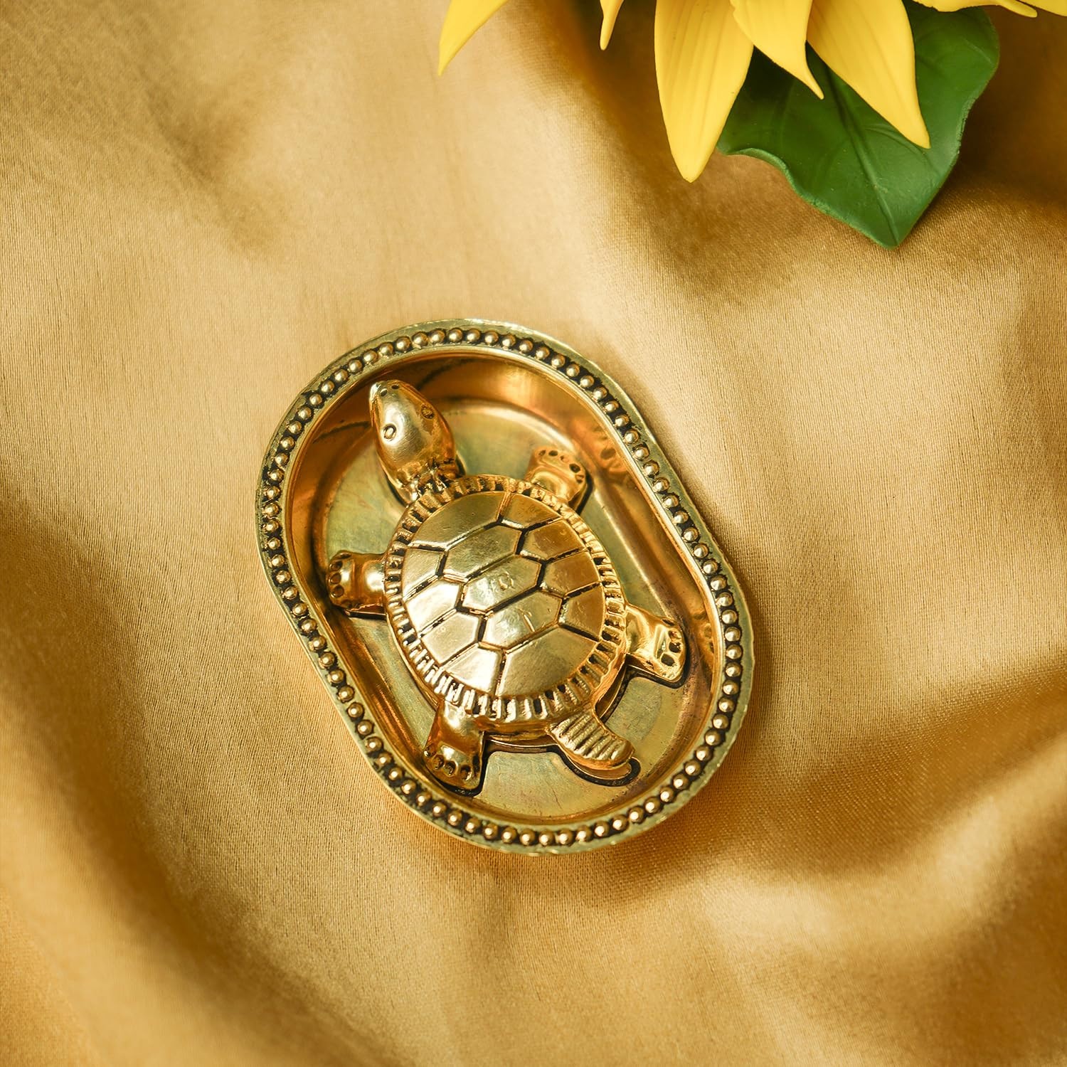 Pure Brass Vastu Turtle with Plate Feng Shui Kachuwa Tortoise For Luck 2.5 Inch Pure Brass Vastu Turtle with Plate Feng Shui Kachuwa Tortoise For Luck 2.5 Inch