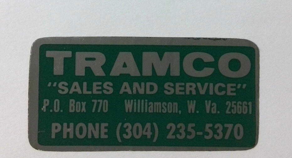 Vintage Tramco Sales & Service Williamson West Virginia Coal Mine Sticker Decal