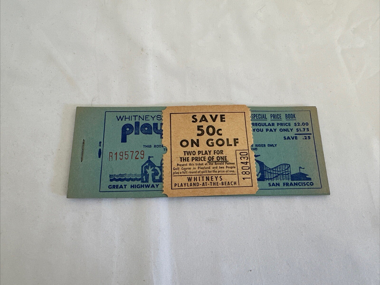 Vintage Whitney’s 20c  PLAYLAND Ticket Book + Golf Ticket