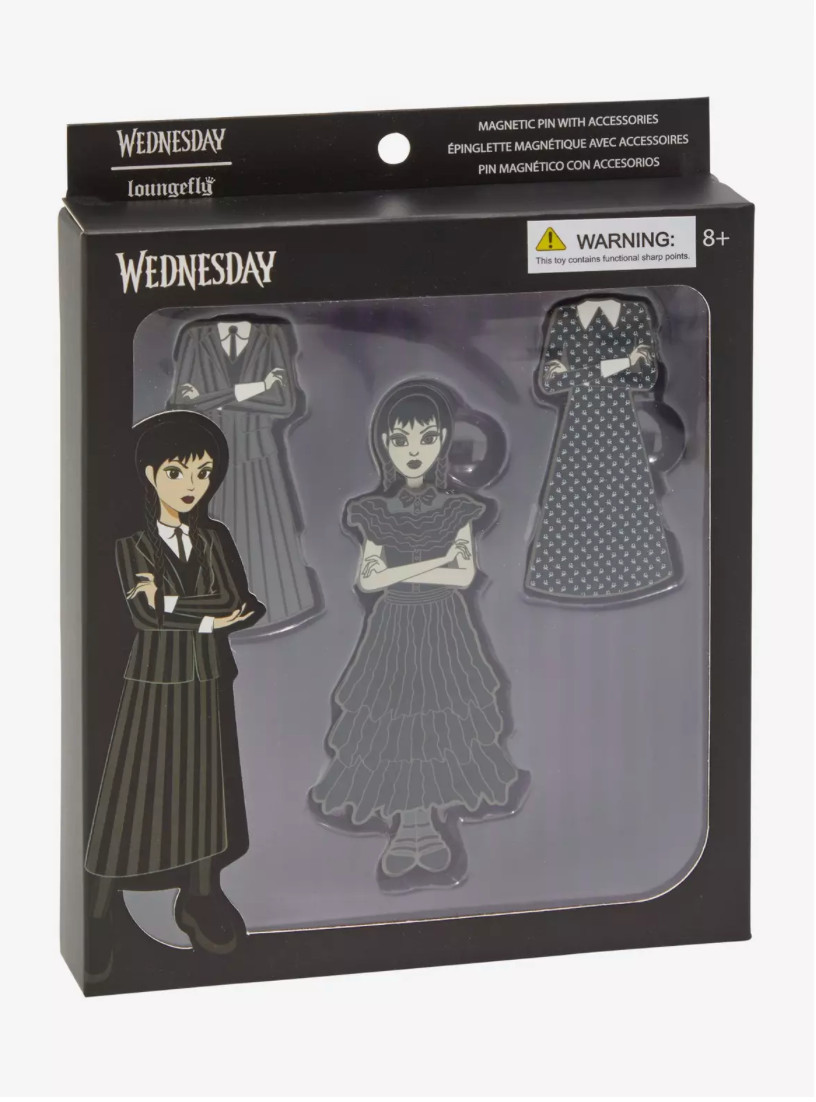 Loungefly Wednesday Addams Enamel Pins 4-Set Paper Doll 3 cm NEW IN BOX