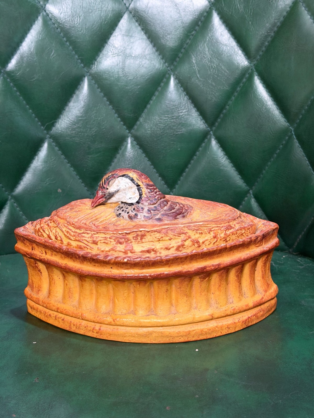 VTG Mehun Depose Pillivuyt Porcelian French bird dish with lid READ