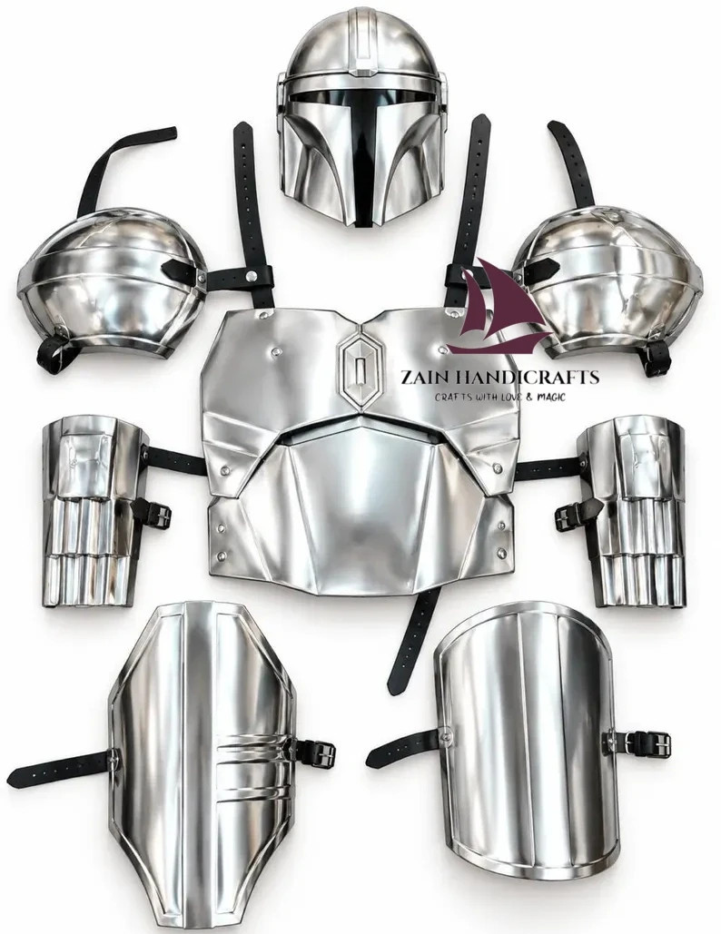 ZAIN Mandalorian Inspired Armor Suit Steel Helmet Handmade Cosplay Costume larp