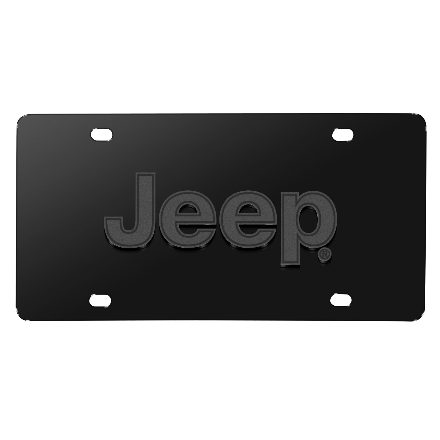 Jeep 3D Dark Gray Logo on Black Stainless Steel License Plate
