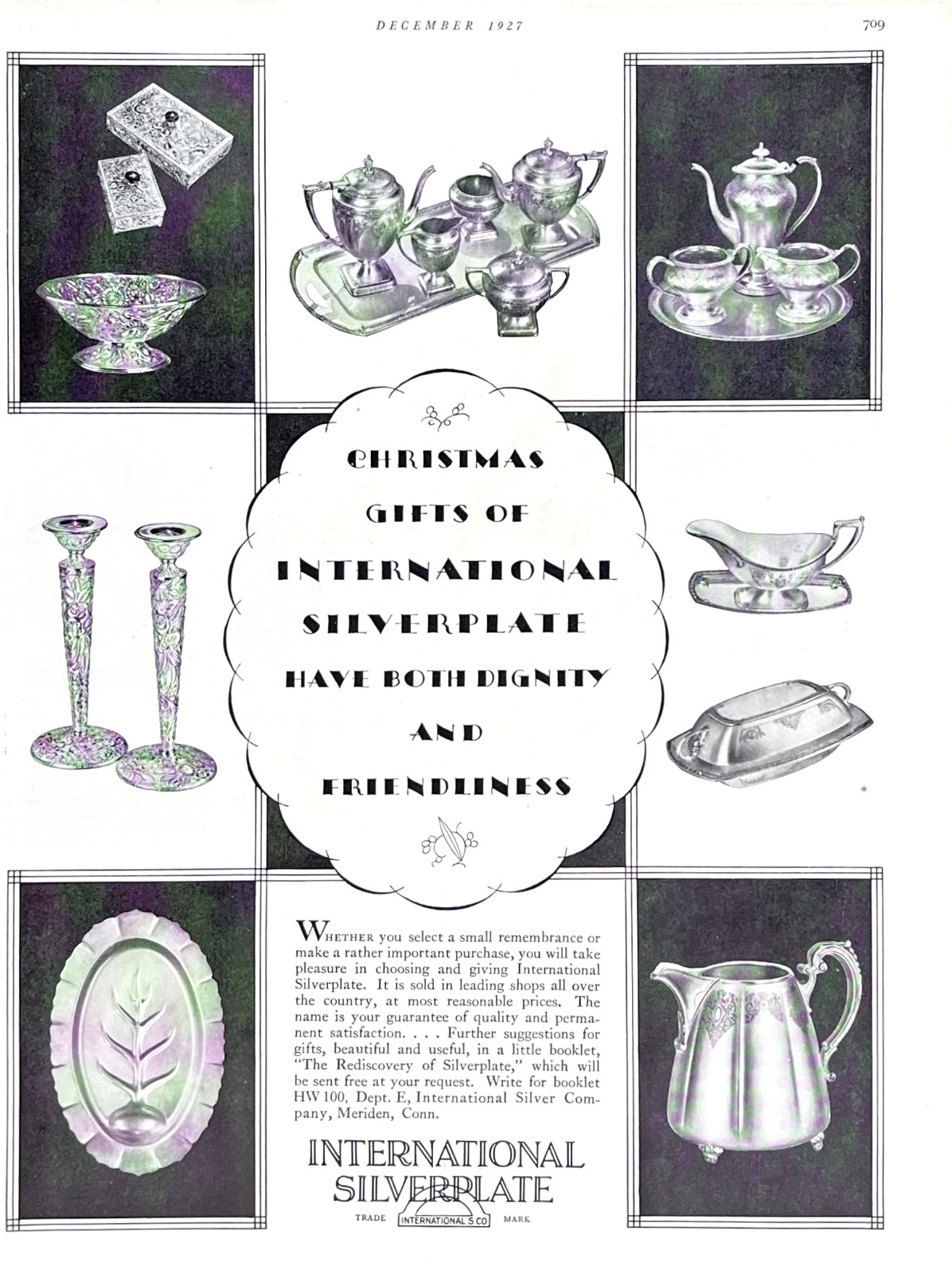 International Silverplate Meriden Connecticut Tea Set Giftware 1927 Magazine Ad