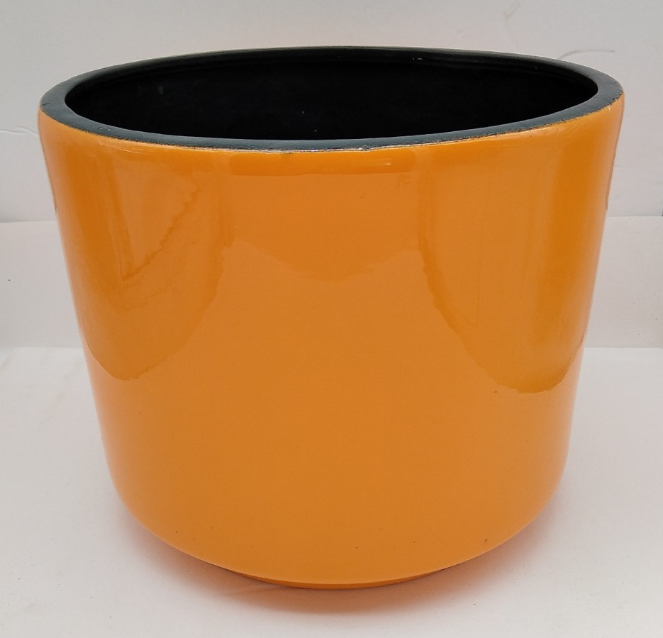 MCM GAINEY CERAMICS Orange Pumpkin Pie Glossy AC-11 PLANTER POT Vintage 60\'s USA