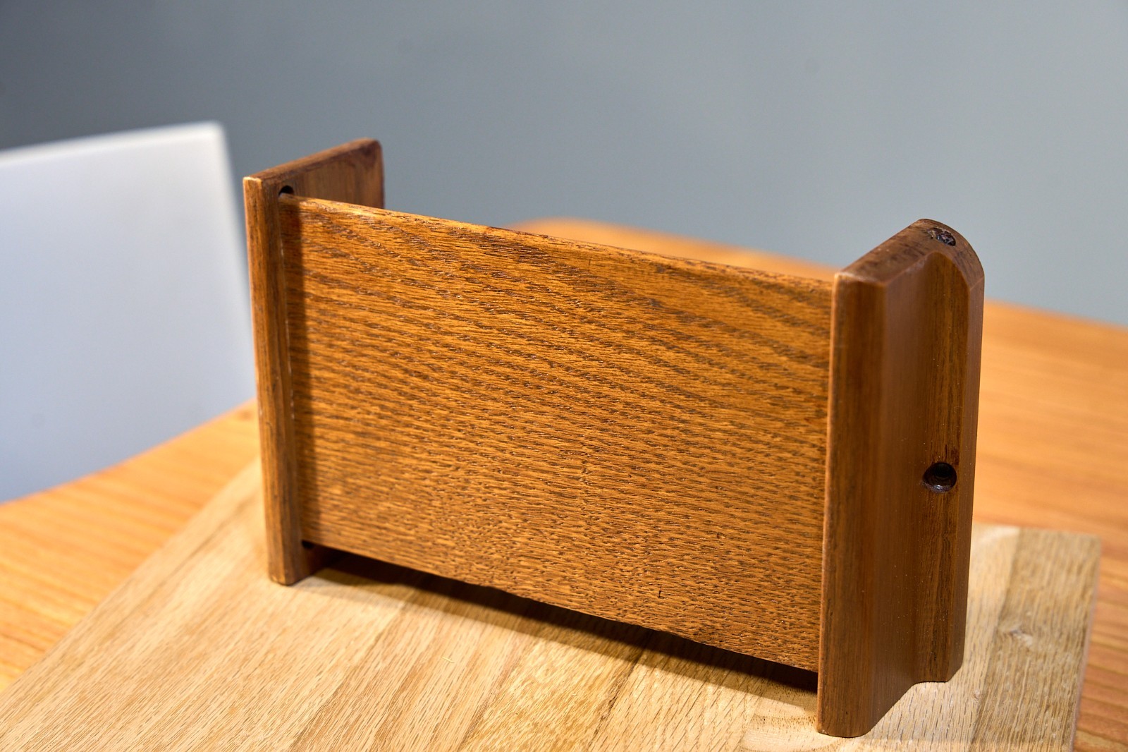 Vintage Church Pew Envelope Holder Solid Oak Wood (9