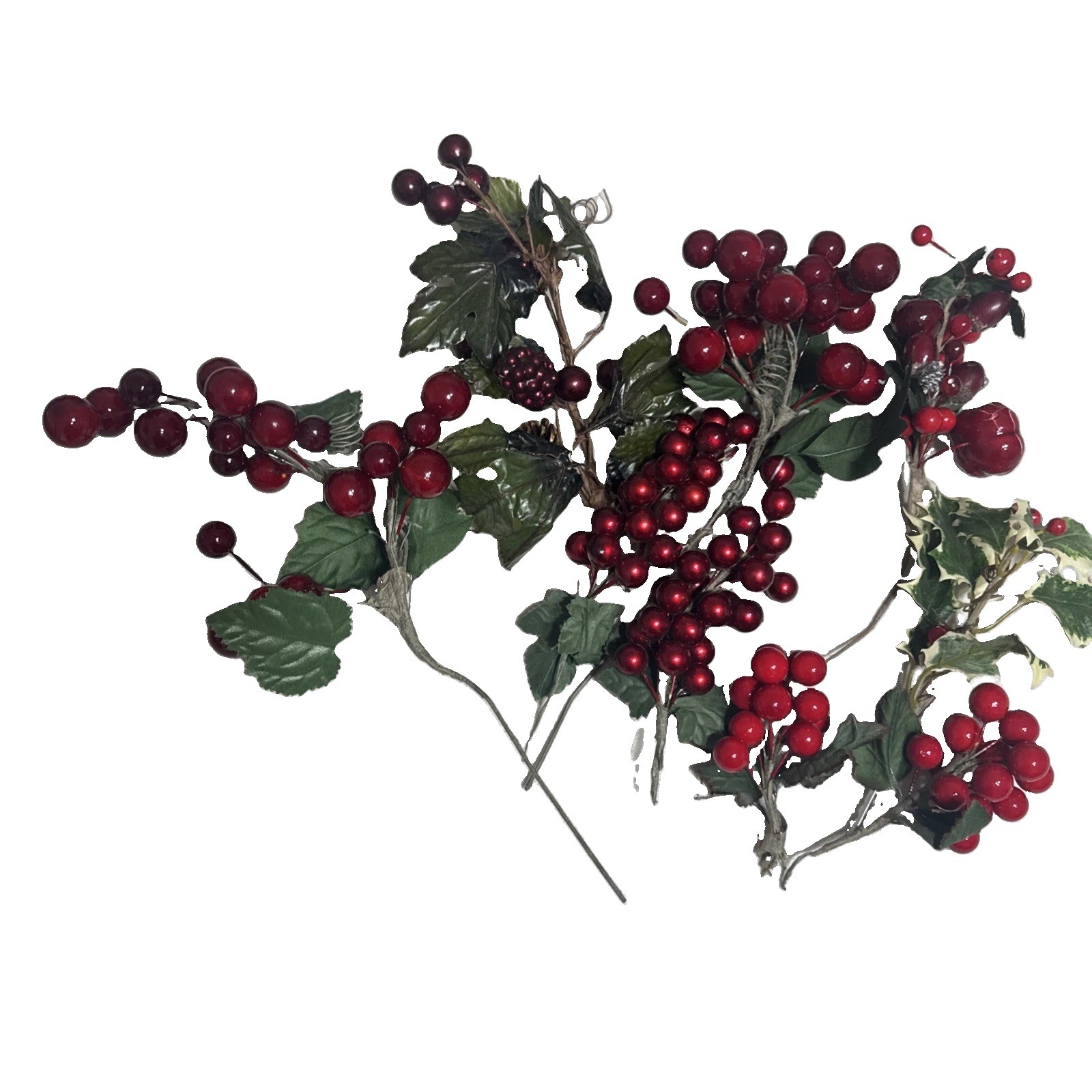 Lot Of 9 Vtg Plastic Holly Berry Floral Decoration Picks  Crafting
