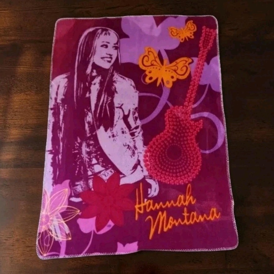 Disney Hannah Montana Blanket Throw Miley Cirus Secret Pop Star 48x34