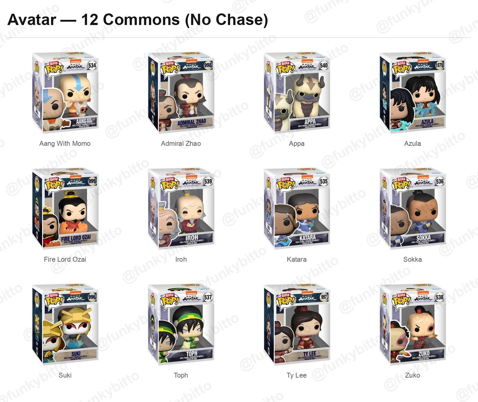 Funko Bitty Pop Complete 12 Common Set - You Pick Series - No Chase - 