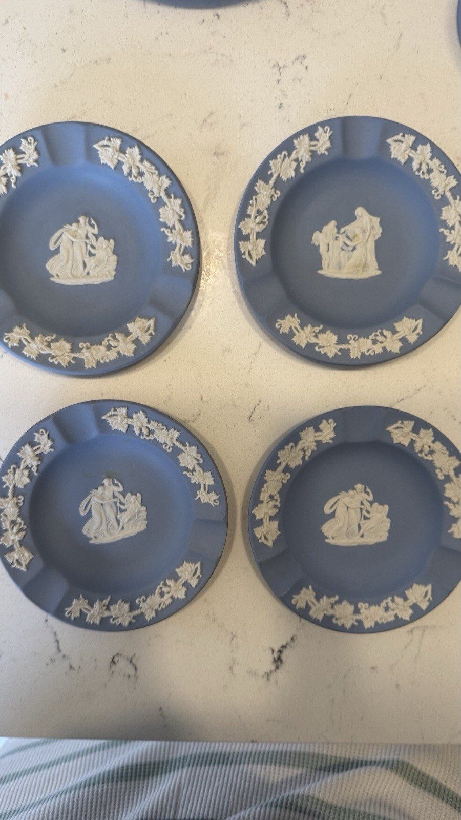 Wedgwood Blue Jasperware Collector Plates Set of 4 Classical Motif England