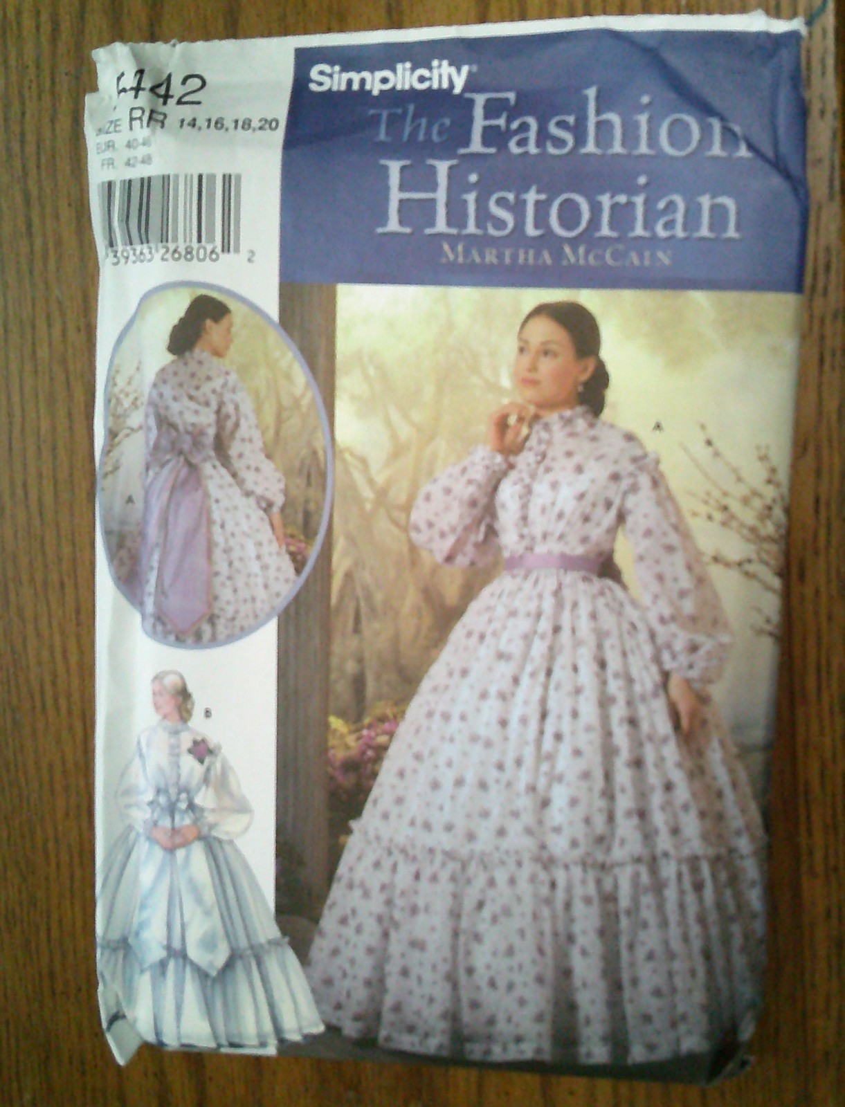 Simplicity 5442 Pattern Historic Civil War Dress Gown 14 16 18 20 UNCUT