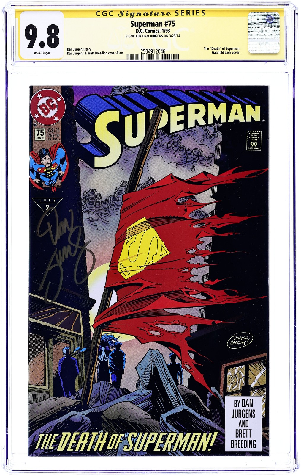 Superman #75D Direct Variant 1st Printing CGC 9.8 SS Jurgens 1993 2504912046