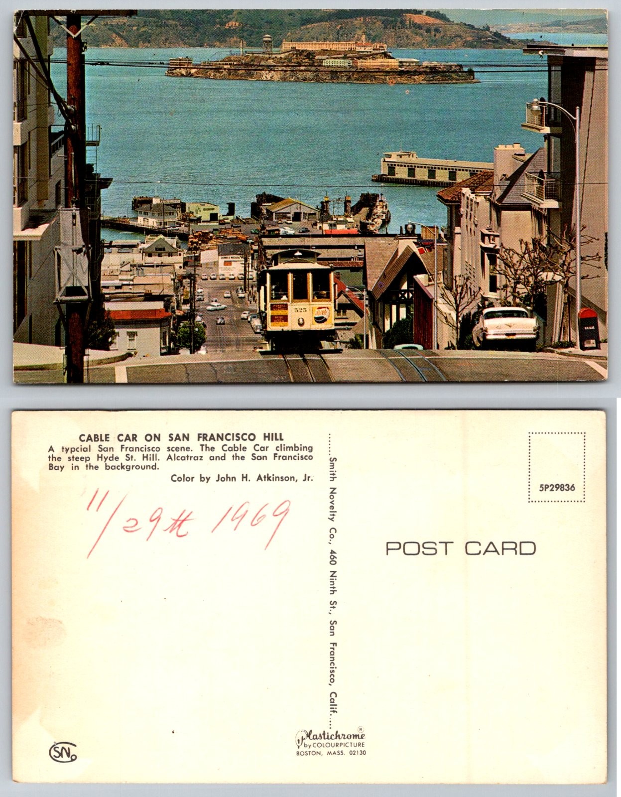 San Francisco California Cable Car Hyde Street Alcatraz Postcard