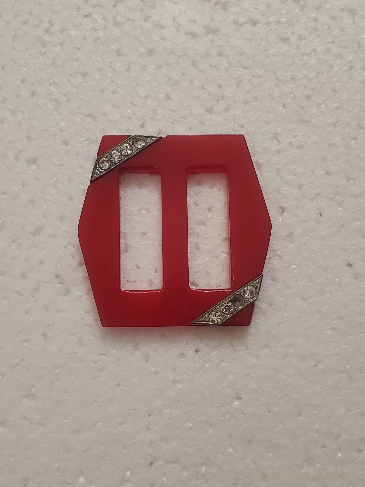 Vintage Cherry Red Art Deco Belt Buckle-BAKELITE