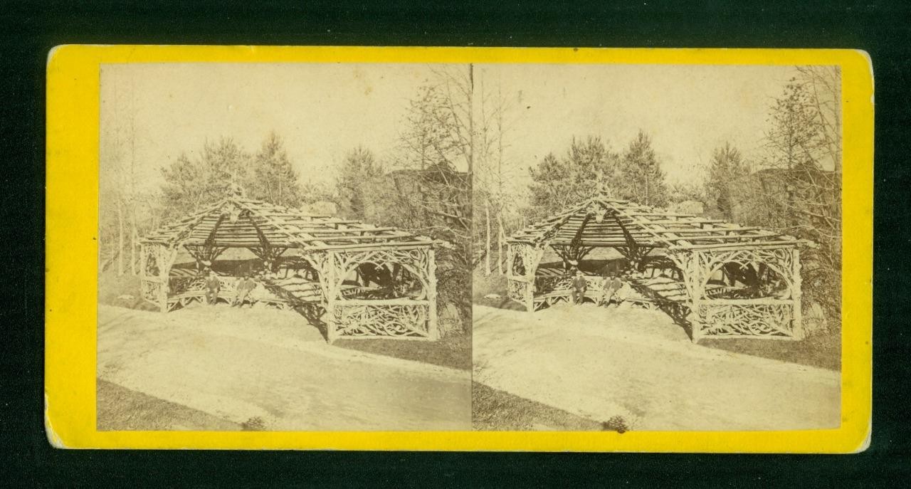 a745, E & H T Anthony Stereoview, # -, The Rustic Arbor, Central Park, 1870s