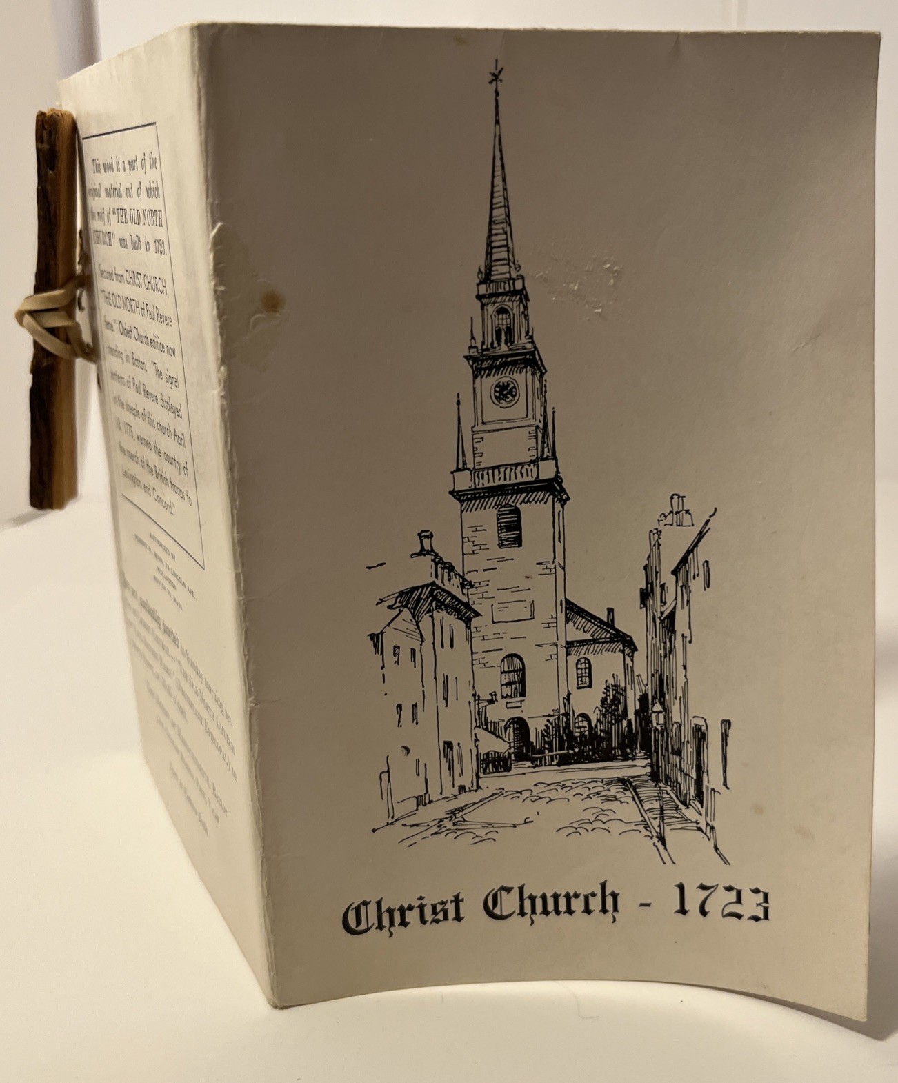 Vintage Pamphlet Christ Church 1723 Boston w/ Wood From Roof Paul Revere Infamy