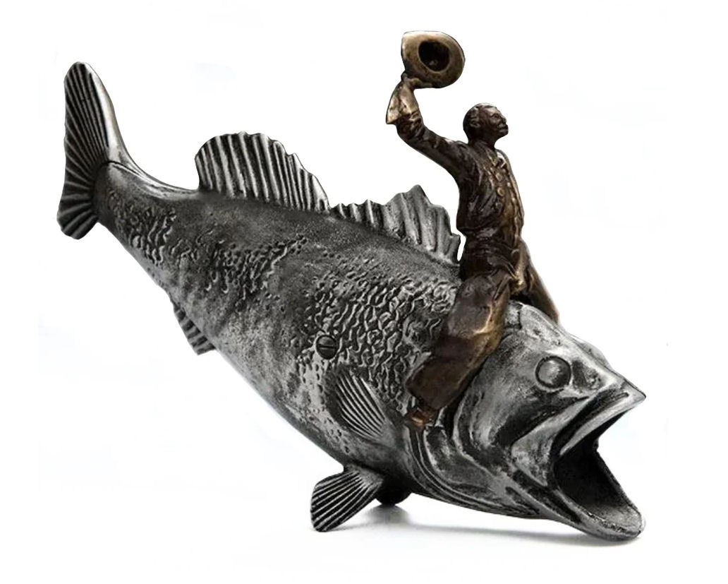 Bass Cowboy Bank by Scott Nelles Vintage Sculpture