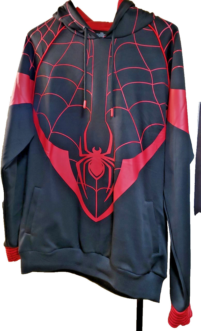 SPIDER MAN MILES MORALES HOODY XL VERY GOOD CONDITION BLACK & RED