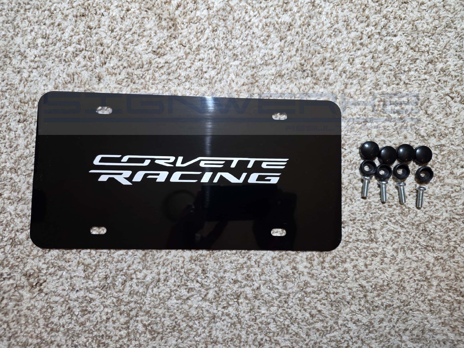 Corvette Racing II Silver Laser Engraved Aluminum vanity plate