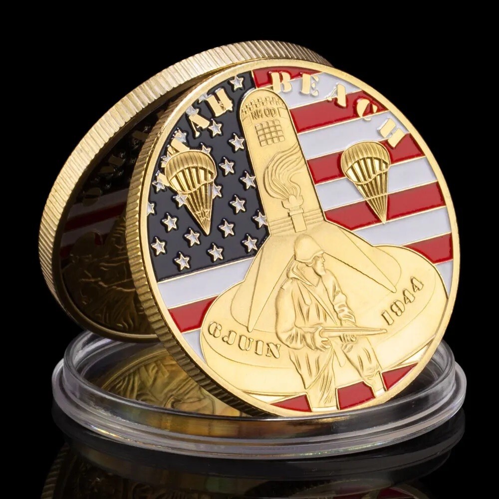 World War II D-Day Normandy Invasion Omaha Beach Military Veteran Challenge Coin