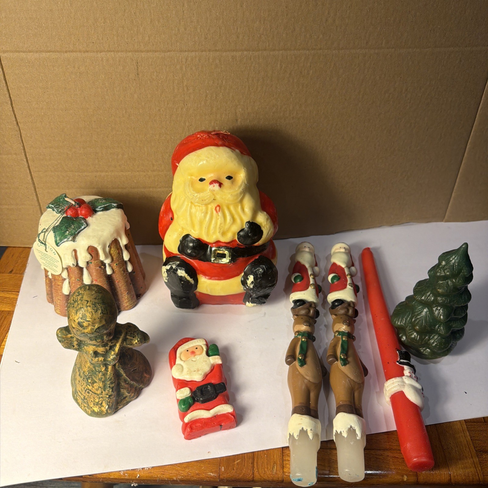 Vintage Christmas Candles Mixed Lot Of 8