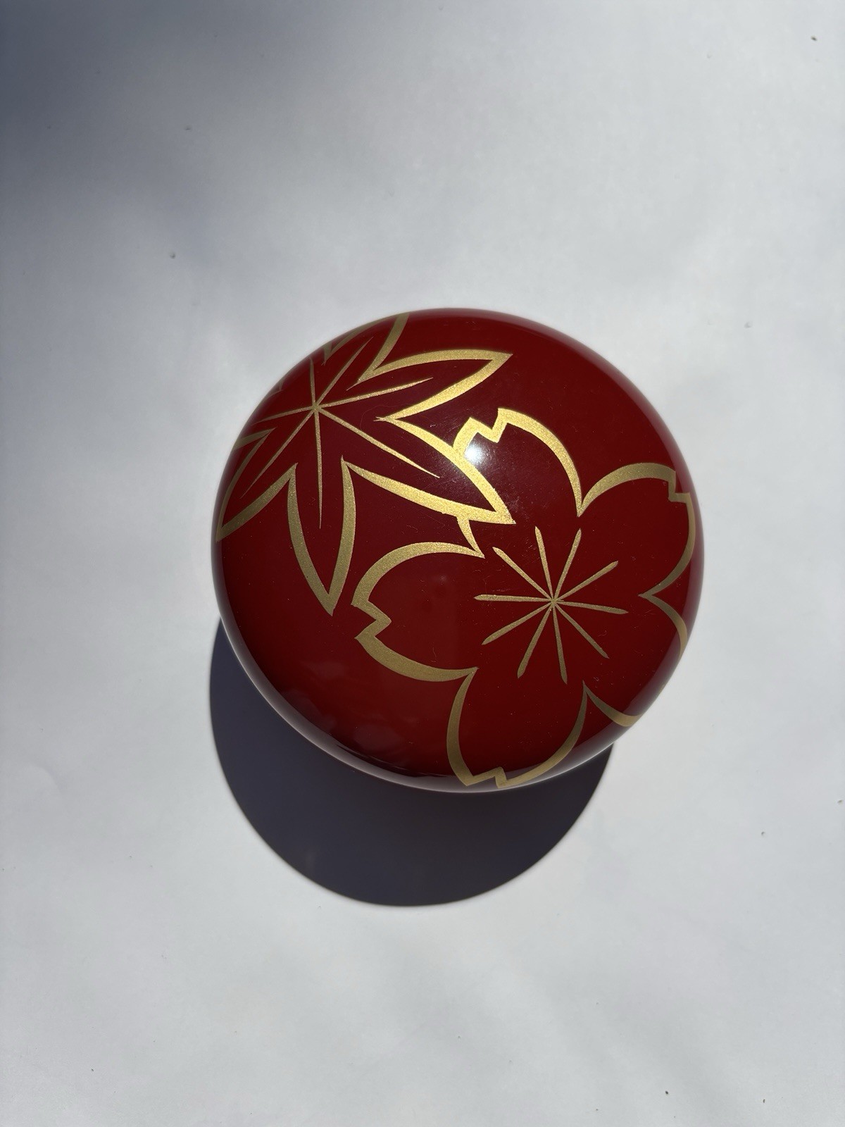 Japanese Hakoya Lacquer Box Round 4” Red Collectible