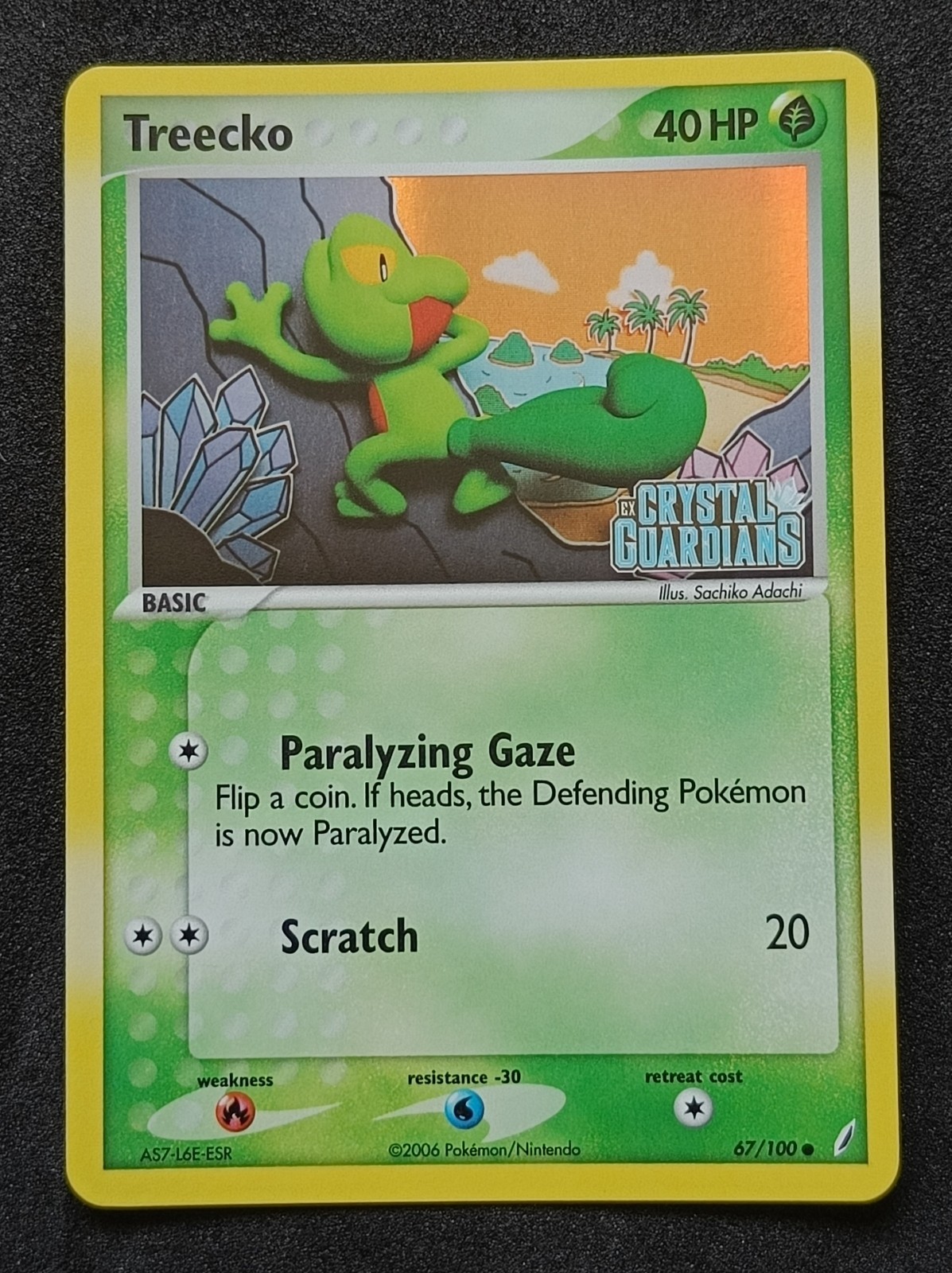 Pokemon TCG Treecko 67/100 EX Crystal Guardians Stamped Reverse Holo Card - NM