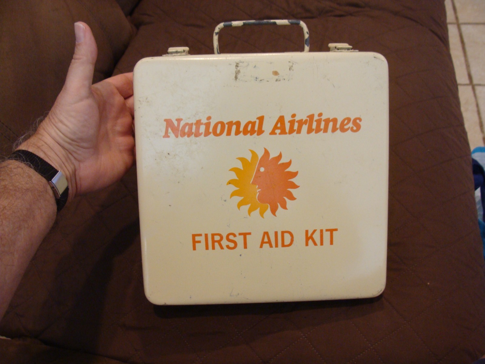 Vintage NATIONAL AIRLINES First aid Kit for Flights - contents full
