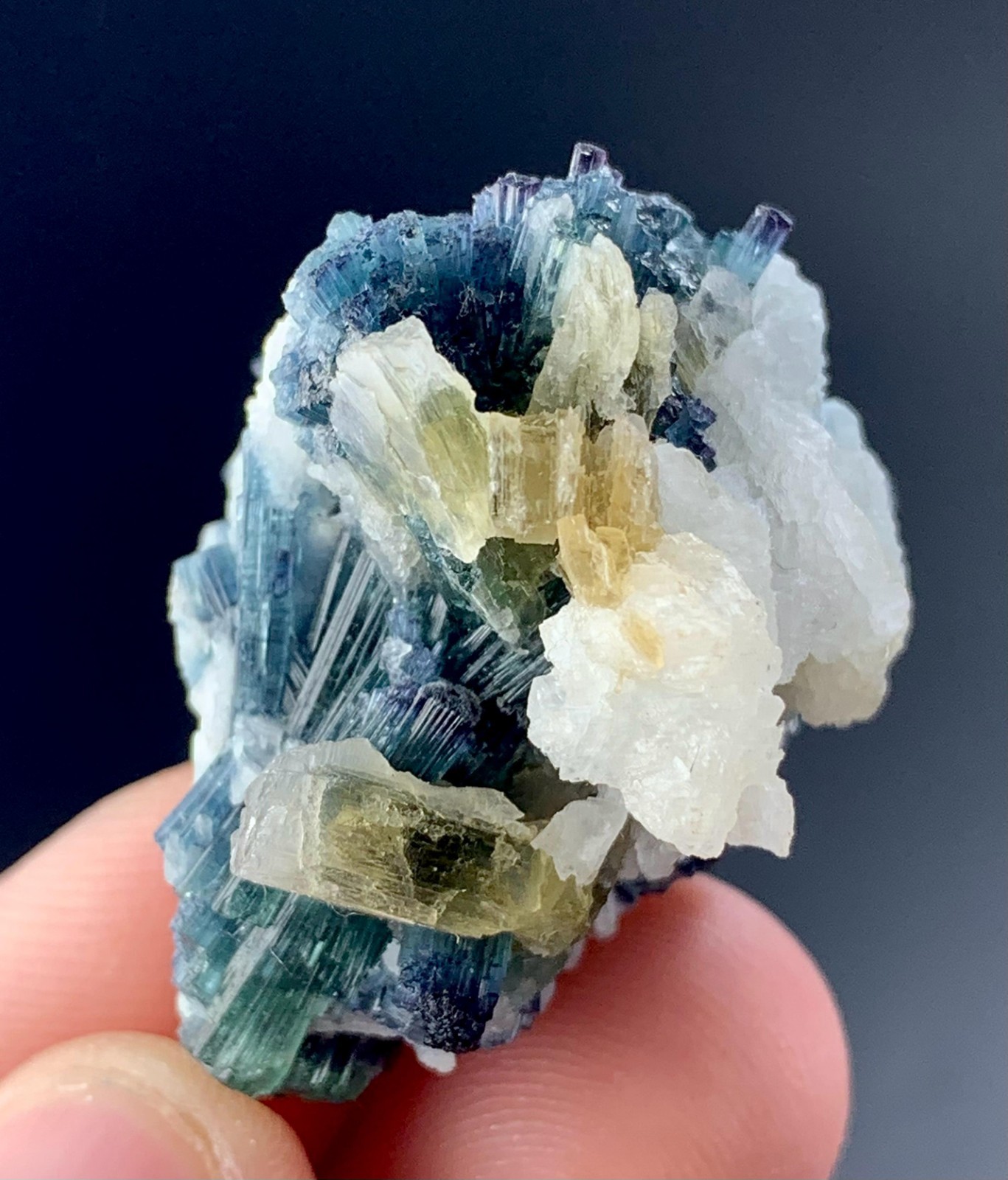 78Cts Indicolite  Tourmaline Crystals Bunch With Specimen From Afghanistan. 