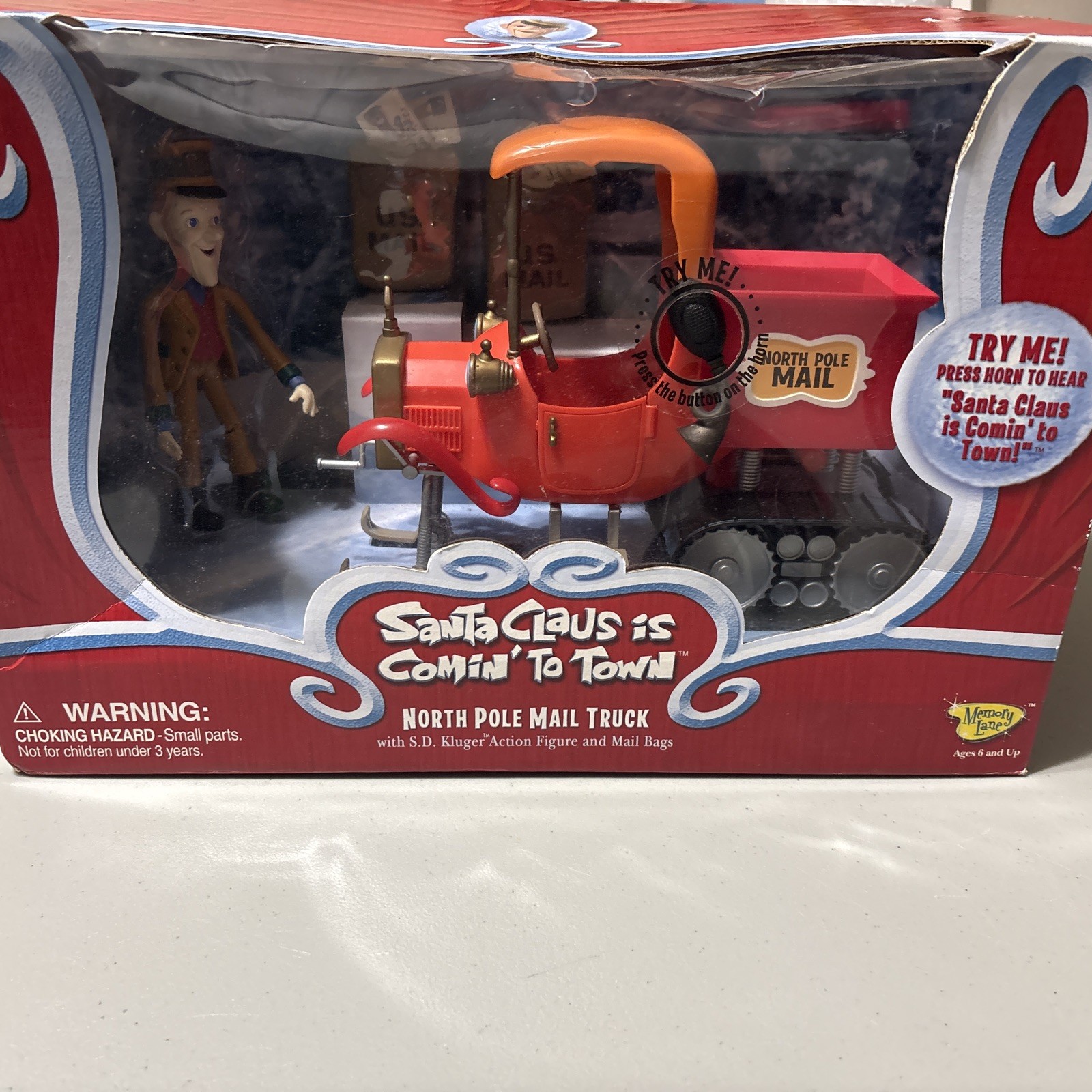 SANTA CLAUS IS COMING TO TOWN MEMORY LANE S.D. KLUGER POSTMAN & MAIL TRUCK NIB