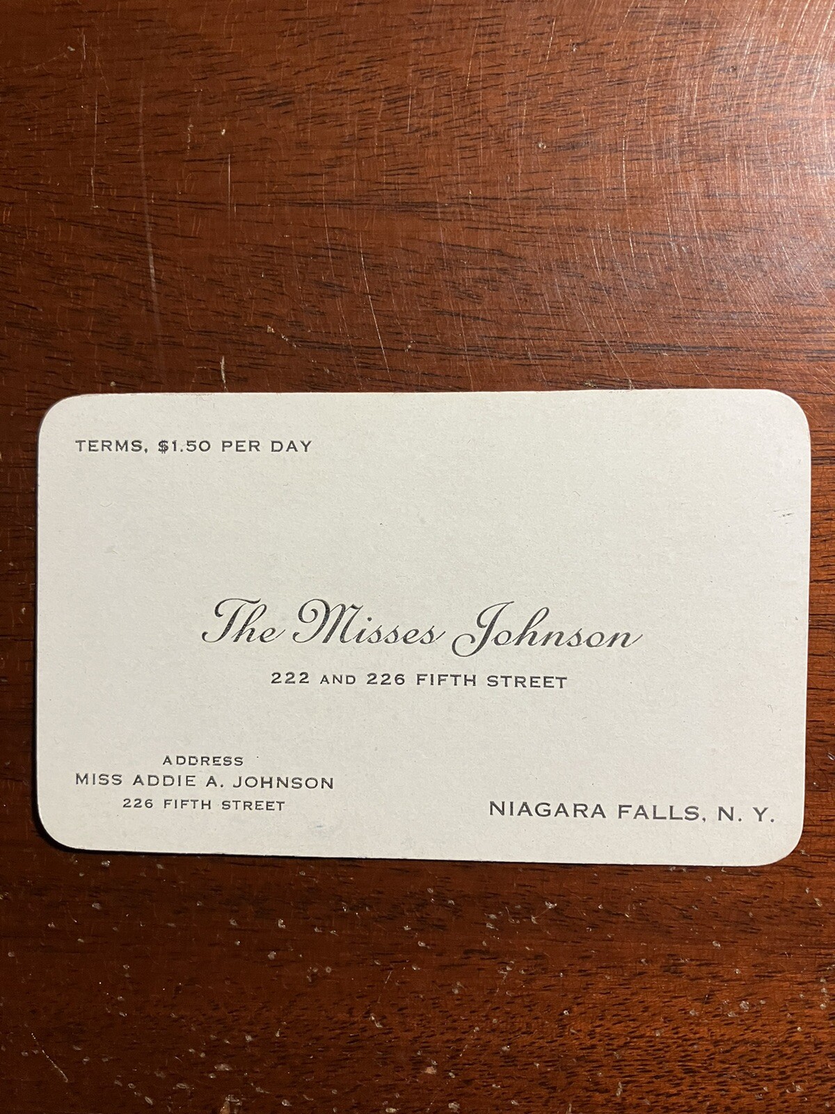 The Misses Johnson Niagara Falls New York NY Vintage Business Card