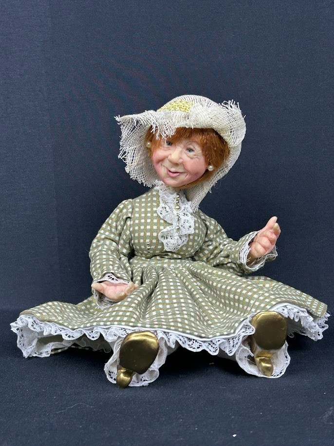 HTF - Vintage Kurt S Adler Old Lady Grandma Gingham Poseable Bendable Doll
