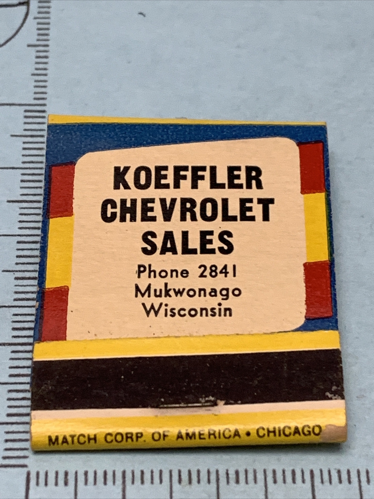 Front Strike Matchbook  Koeffler Chevrolet Sales  Mukwonago ,Wisconsin   gmg