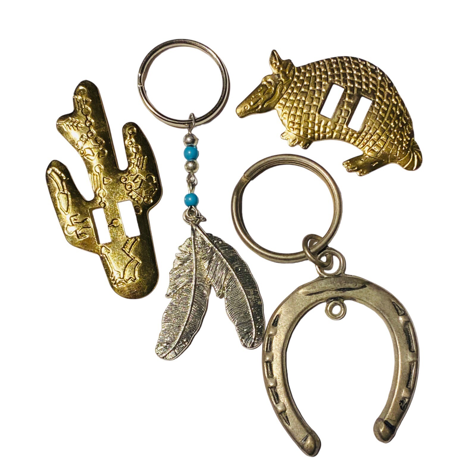 Southwest Native American Junk Drawer Lot Keychain Conchos Cactus Armadillo 190