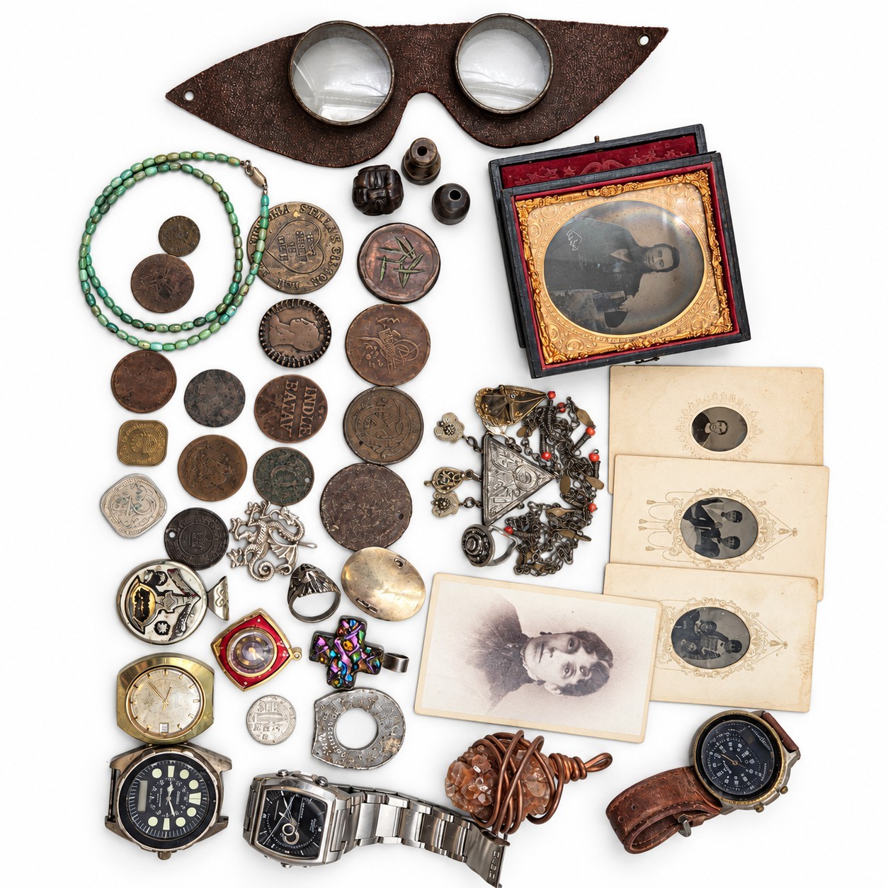 Old Treasure Lot Coins Ambrotype Photo Watches Antique RARE Unknown items