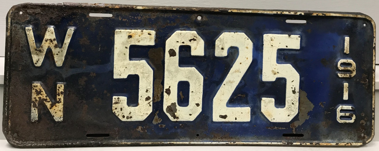 1916 Washington License Plate 5625 First Issue