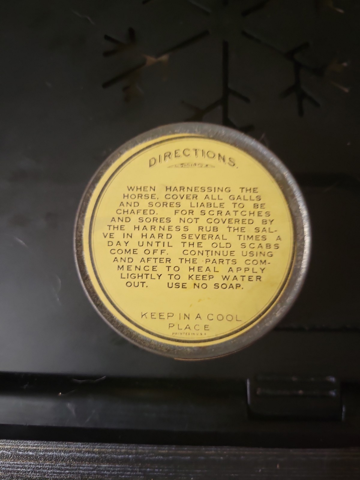 Bickmore Gall Salve Old Town Maine Horse & Cattle Tin Be Sure & Work The Horse