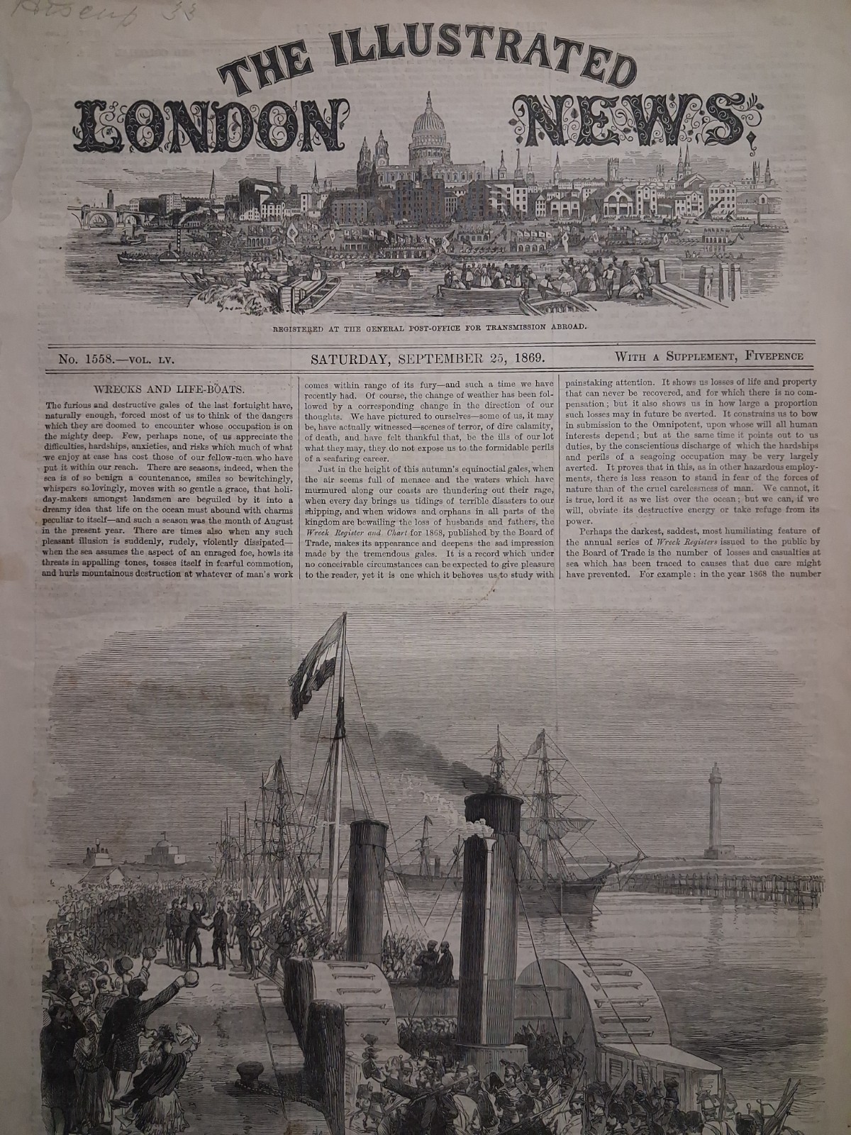 1869 THE ILLUSTRATED LONDON NEWS Sept 25