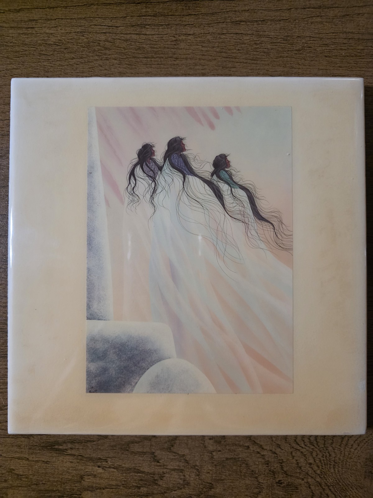 Lot of 3 Vintage William Bill Rabbit Cherokee Native American Art Ceramic Tiles 