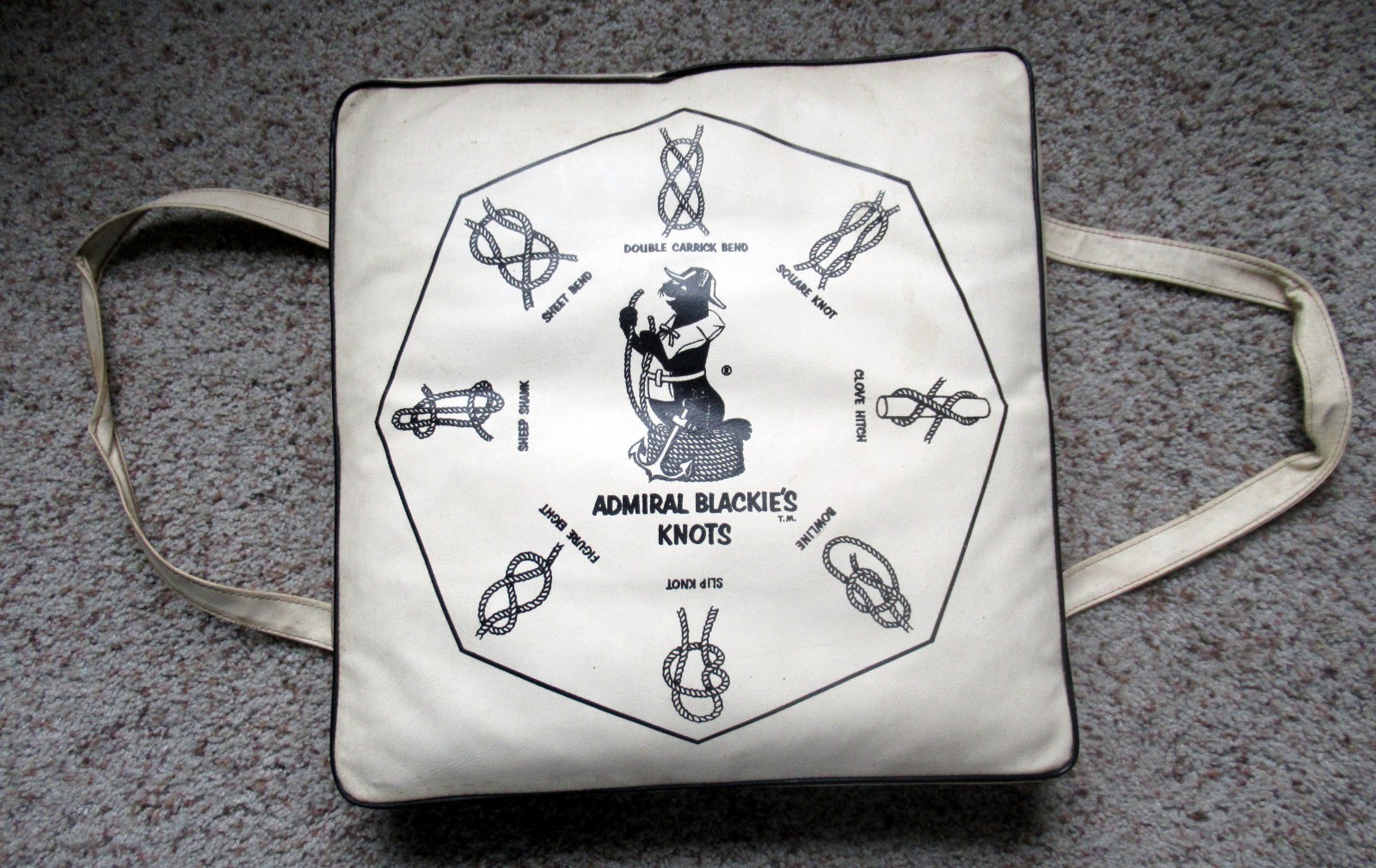 Vintage 1960s Admiral Blackie\'s Safety Rules Vinyl Boat Seat Cushion VGC
