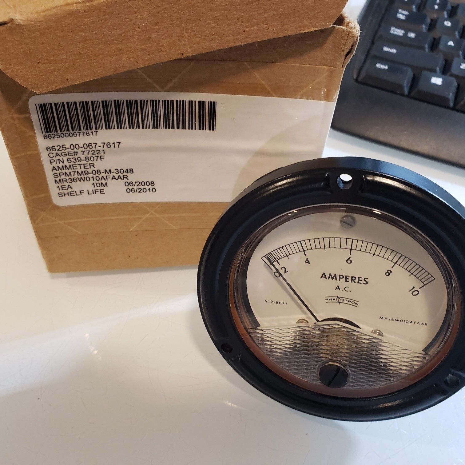 PHAOSTRON INSTRUMENT AMMETER MR36W010AFAAR 6625-00-067-7617
