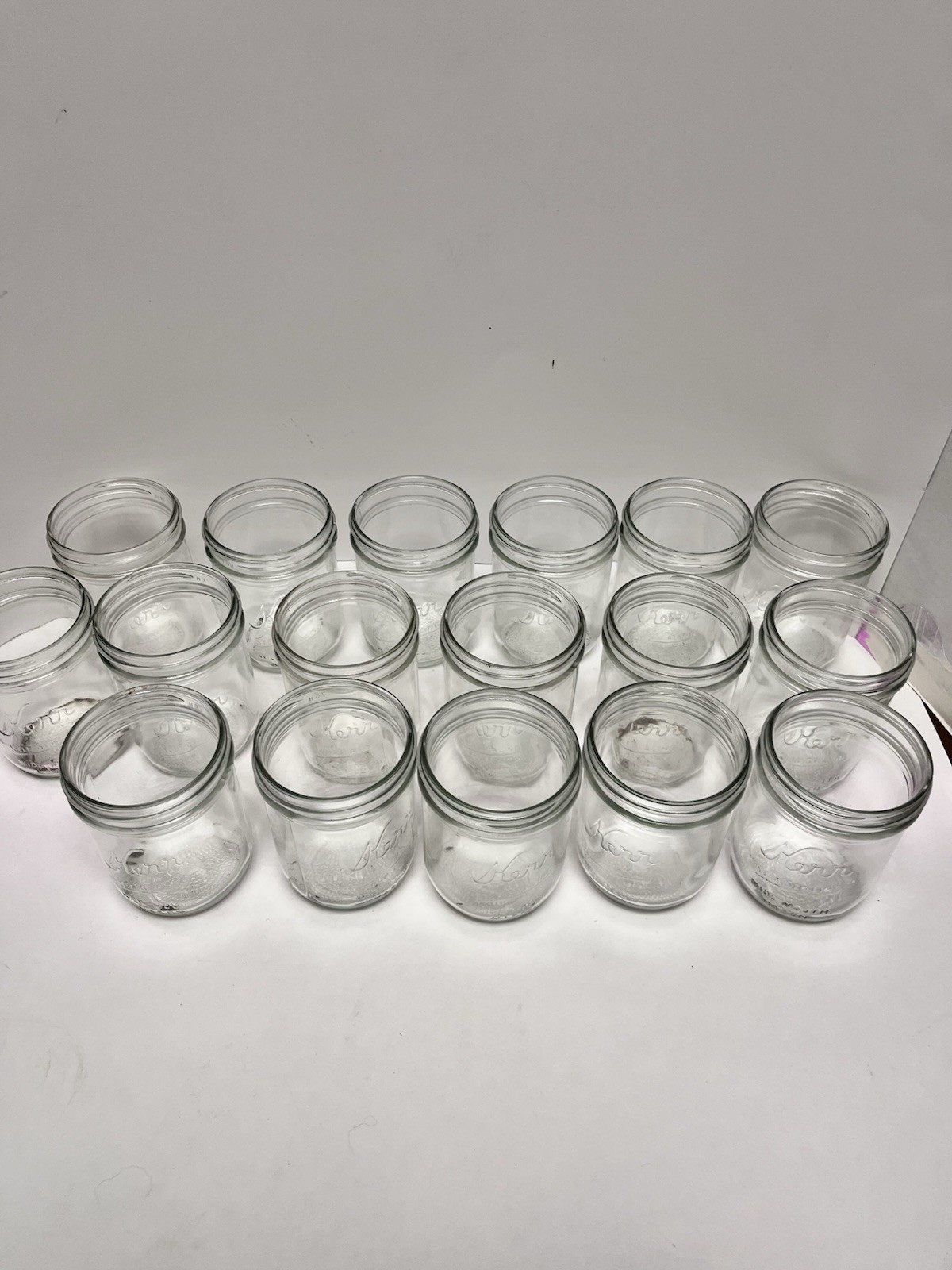 Lot of 17 Vintage Kerr Self Sealing Wide Mouth Mason Jars No Lids