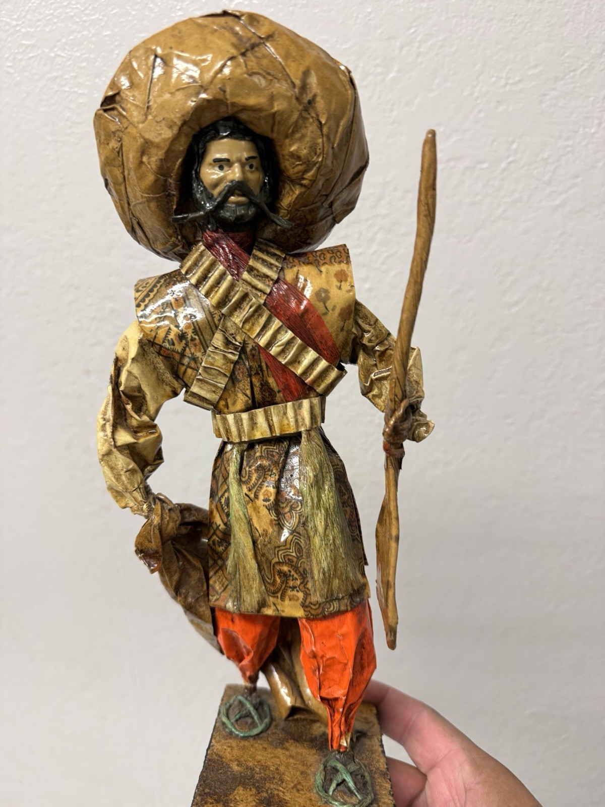 Vintage Style Mexican Folk Art Papier Mache Revolutionary Soldier Doll 12”