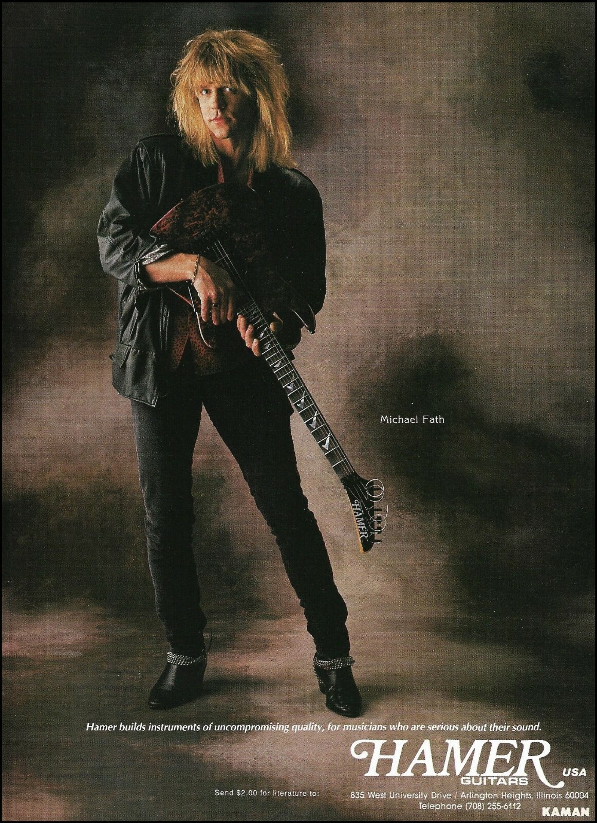 Michael Fath 1990 Hamer Guitar advertisement 8 x 11 original ad print
