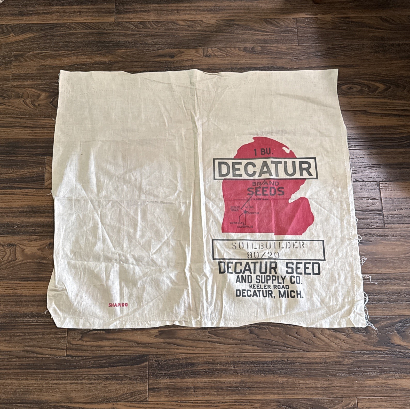 Vintage Decatur Michigan Seed Supply Co Michigan Canvas Bag Unsewed Home Decor